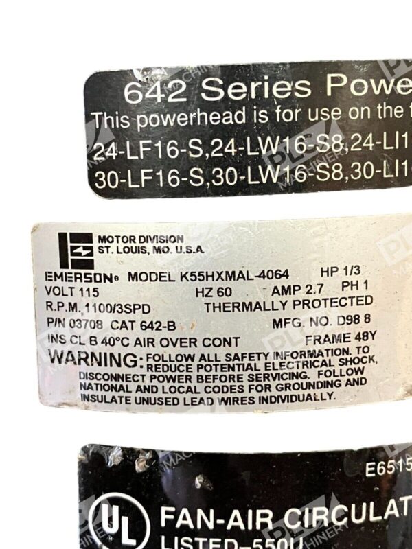 Emerson 1/3HP 642 Series Powerhead Fan-Air Circulator Lised-550U K55HXMAL-4064 - Image 3