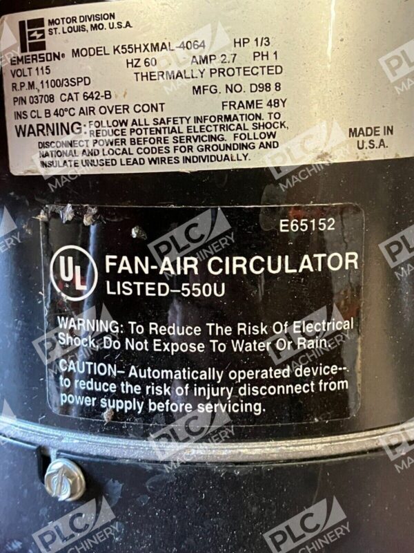 Emerson 1/3HP 642 Series Powerhead Fan-Air Circulator Lised-550U K55HXMAL-4064 - Image 4