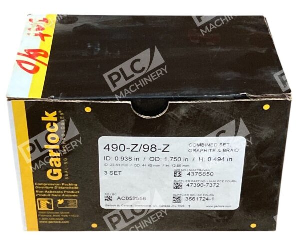 Garlock 47390-7372 ID0.938/OD1.750/H0.494" Graphite Braid 490-Z/98-Z (Box of 2)