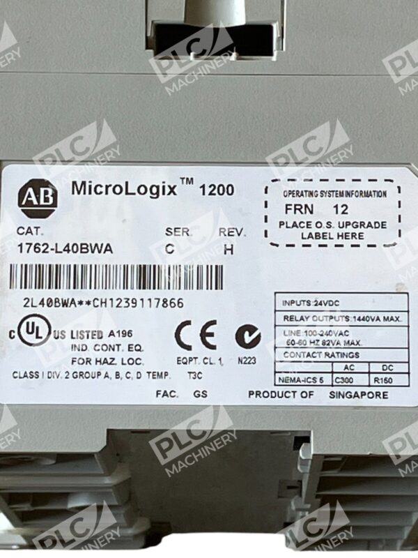 Allen Bradley AB MicroLogix 1200 Controller 1762-L40BWA /C - Image 3