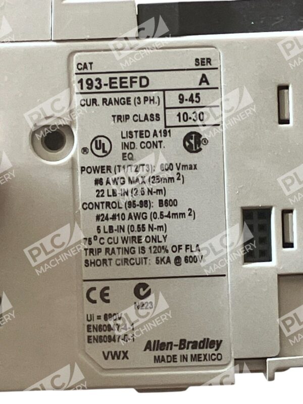 Allen Bradley AB Trip Class 10-30 3 Phase 9-45A Overload Relay 193-EEFD /A - Image 3