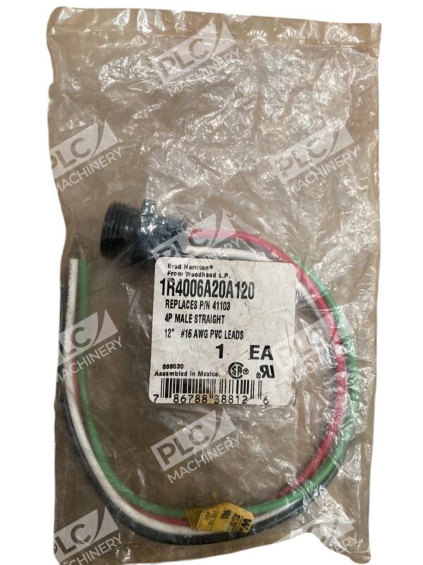 Brad Harrison Woodhead 12" #16 AWG PVC Lead 41103 4P Male Straight 1R4006A20A120