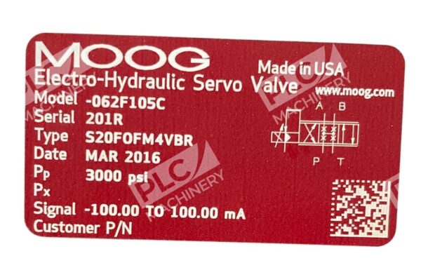MOOG S20FOFM4VBR 3000PSI 191R Electro-Hydraulic Servo Valve 062F105C - Image 7