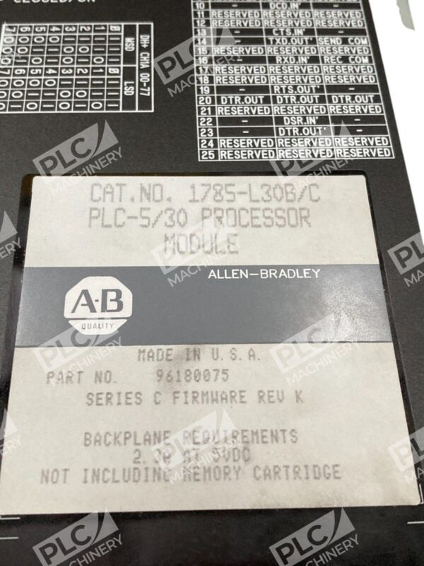 Allen-Bradley 1785-L30B/C PLC-5/30 Processor Module Series C Rev K USA - Image 6