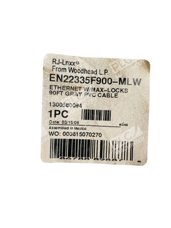 Woodhead LP EN22335F900-MLW RJ-Lnxx Ethernet W/Max-Locks 90ft Gray PVC Cable - Image 2