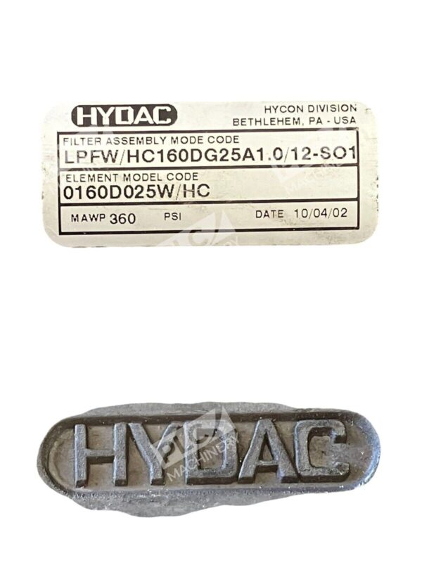 Hydac Filter Assembly LPFW/HC160DG25A1.0/12-SO1 - Image 2