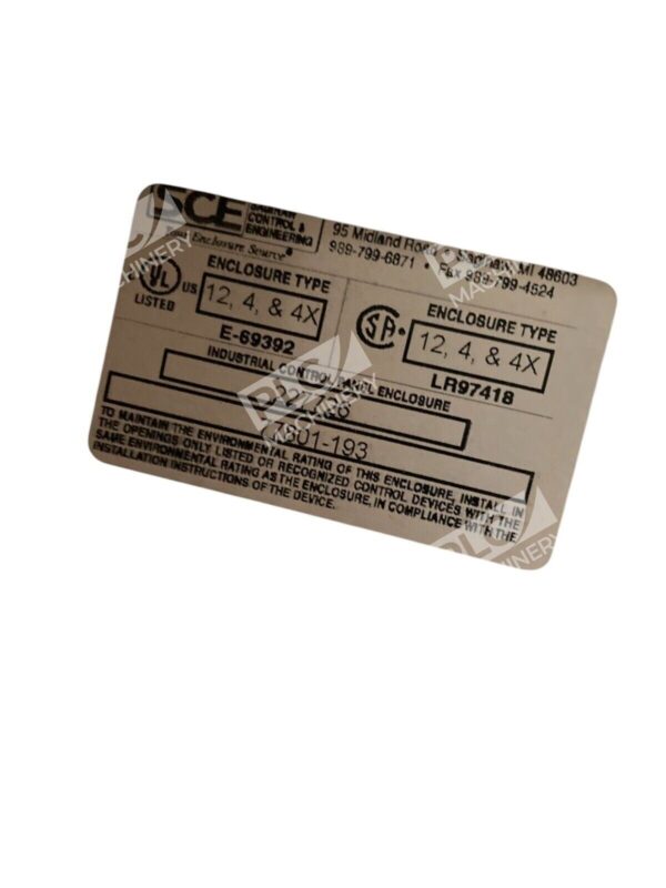 SCE Saginaw Control Engineering 77801-193 18"x16" Enclosure 227726 - Image 2
