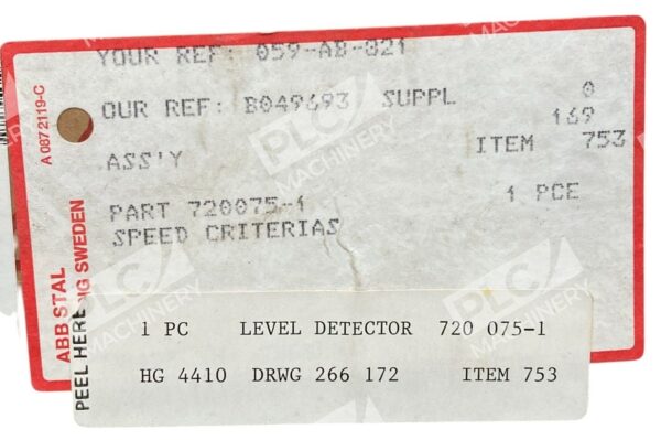 ABB Stal Speed Criterias Level Detector 720075-1 - Image 2