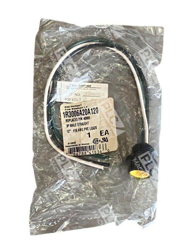 Brad Harrison Woodhead LP 3P Male Straight 12" #16 AWG PVC Leads 1R3006A20A120