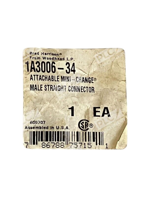 Brad Harrison Woodhead LP Mini Change Male Straight Connector 1A3006-34 - Image 2