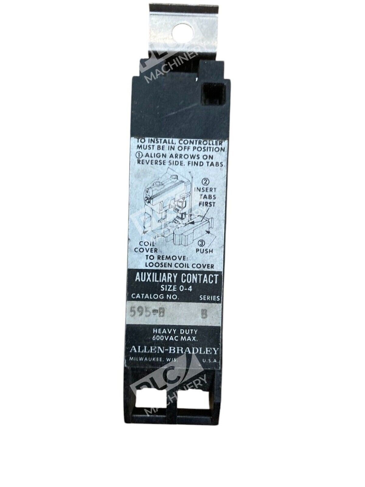 Allen Bradley 600VAC Size 0-4 Auxiliary Contact Block 595-B /B