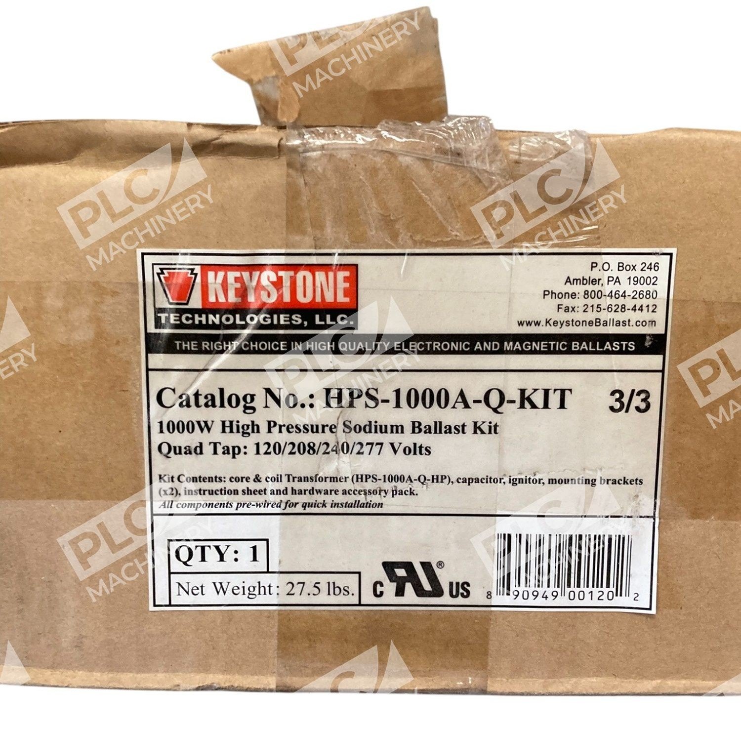 Keystone 1000W High Pressure Sodium Ballast Kit HPS-1000A-Q-KIT - Image 2