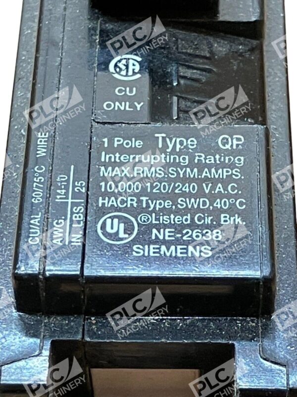Siemens TYPE QP Circuit Breaker 1 Pole HACR SWD NE-2638 15A 15Amp - Image 2