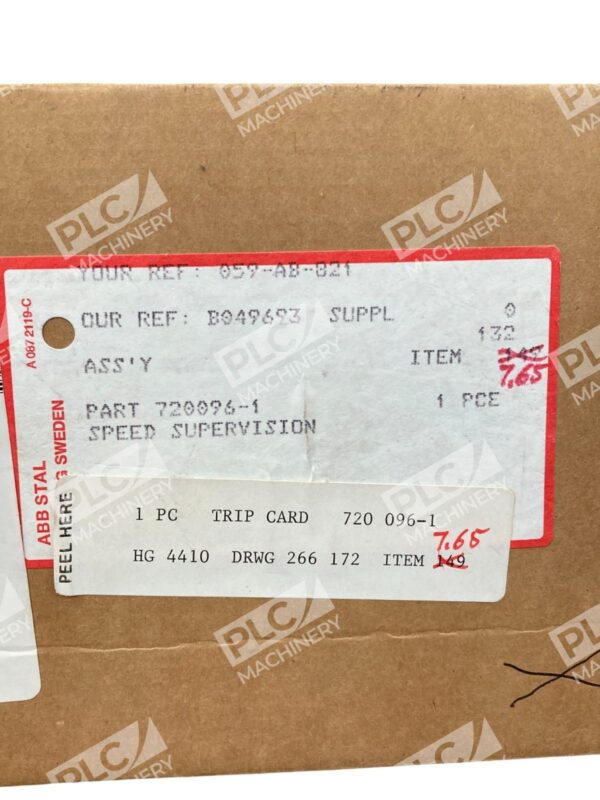 ABB Stal Speed Supervision Trip Card 720096-1 - Image 2