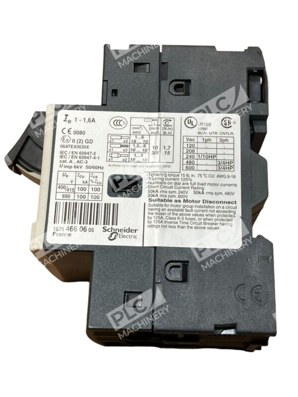 Schneider Electric GV2ME06 1-1.6A 3 Pole Motor Circuit Breaker - Image 3