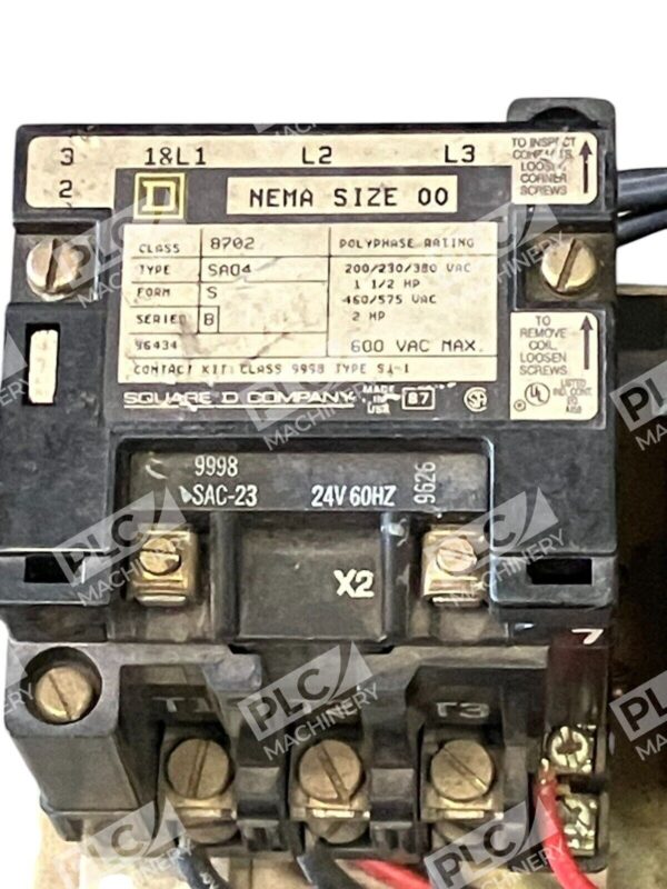 Square D Nema Size 00 Contactor 8702-SAO4 S B - Image 2
