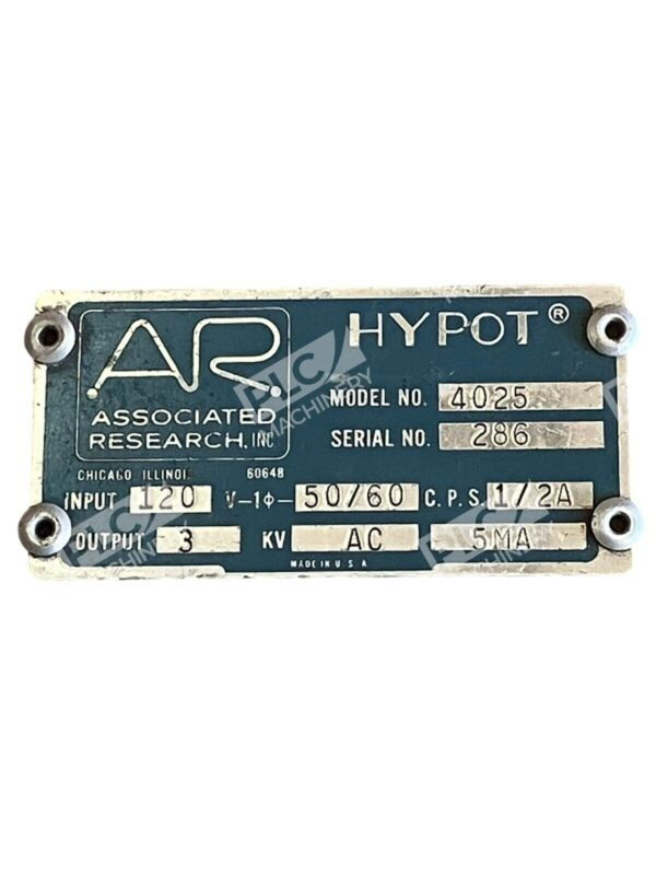 Associated Research AR 3KV AC 5MA Hypot Volt Meter Voltmeter 4025 - Image 2