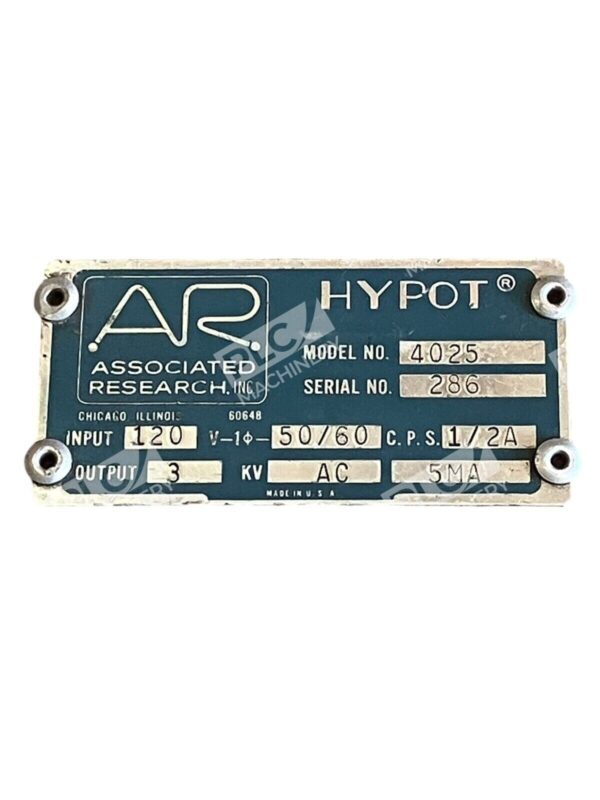 Associated Research AR 3KV AC 5MA Hypot Volt Meter Voltmeter 4025 - Image 3