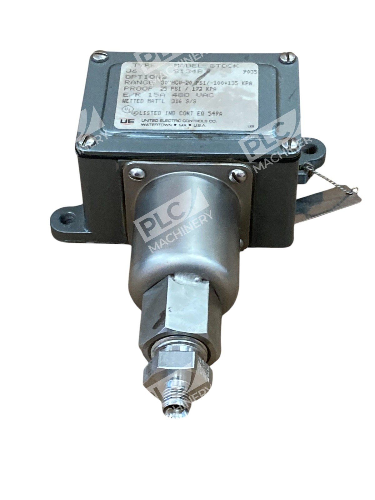 United Electric UE 15A 30"HGV-20 PSI 25PSI 172kPa Pressure Switch J6-S134B - Image 5
