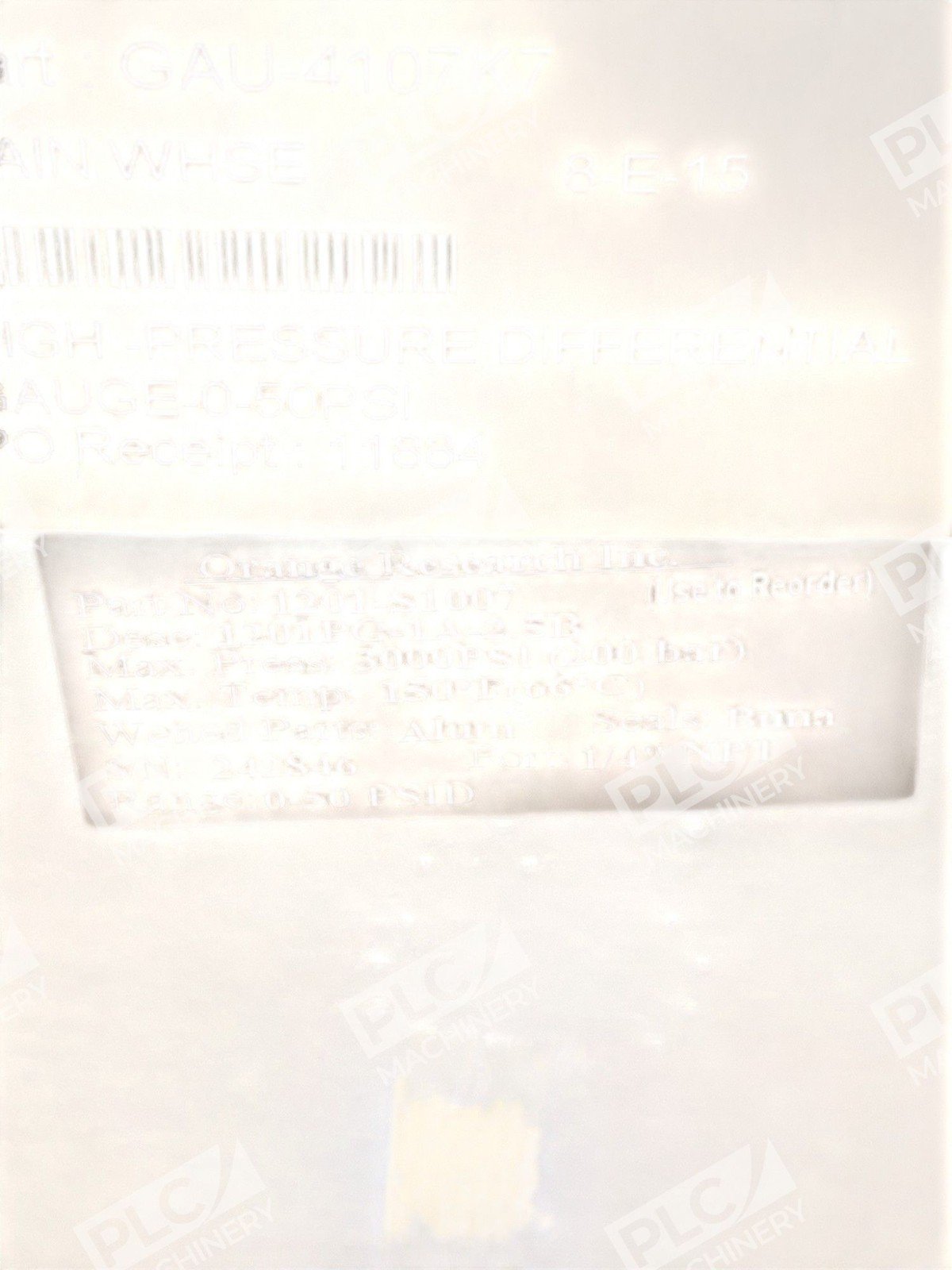 Orange Research 1201-S1007 3000PSI 0-50PSI Pressure Gauge 1201PG-1A-2.5B - Image 2