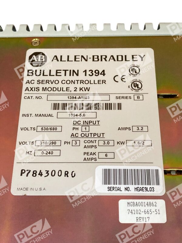 Allen Bradley AB AC Servo Controller Axis Module 2kW 1394-AM03 /B - Image 9