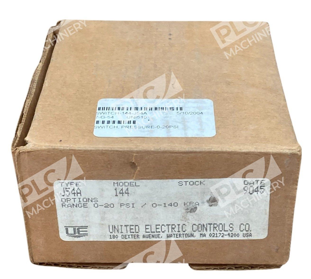 United Electric UE 15A 480VAC 0-20PSI 25PSI Pressure Switch J54A 144