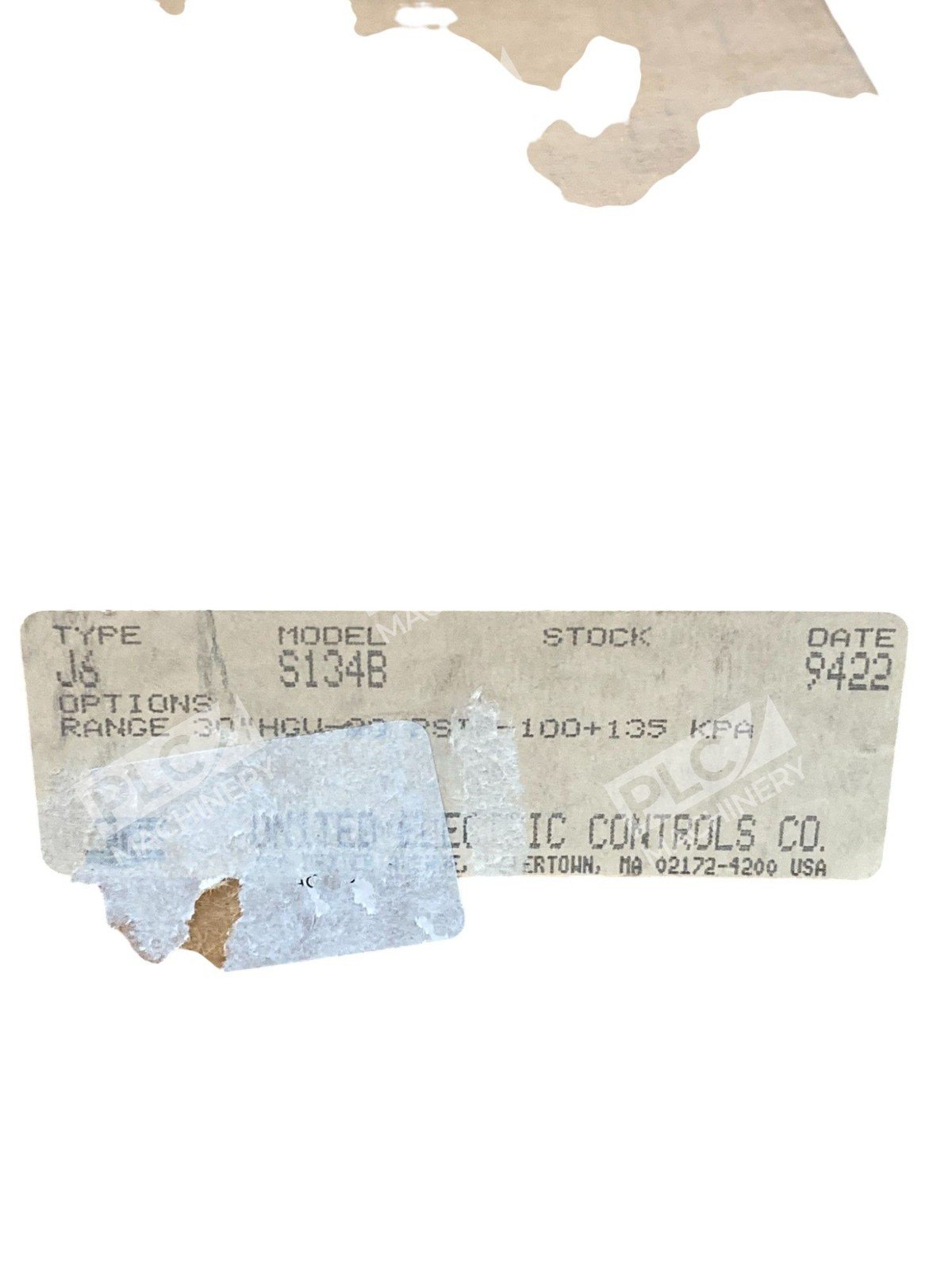 United Electric UE 15A 480VAC 30"HGV-20 PSI 25PSI Pressure Switch J6 S134B - Image 2