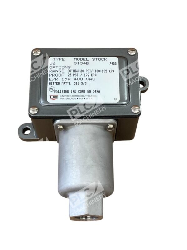 United Electric UE 15A 480VAC 30"HGV-20 PSI 25PSI Pressure Switch J6 S134B - Image 4