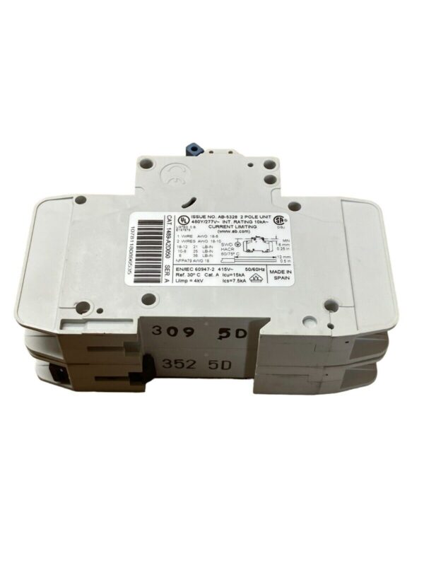 Allen Bradley 1489-A2D050 /A 2 Pole Industrial Circuit Breaker 5A - Image 3