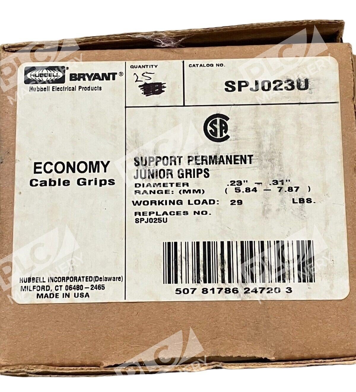 Bryant Hubbell SPJ023U Economy Cable Grips .23"-.31" Support Permanent Junior