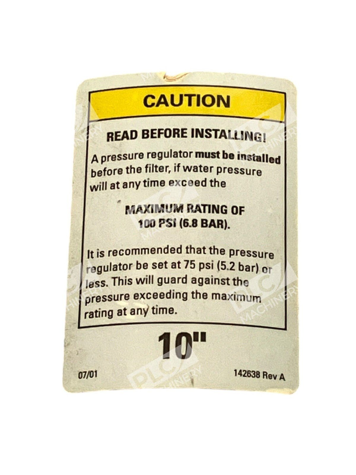 Pentair 10" Pressure Filter Housing 142638 Rev A - Image 2