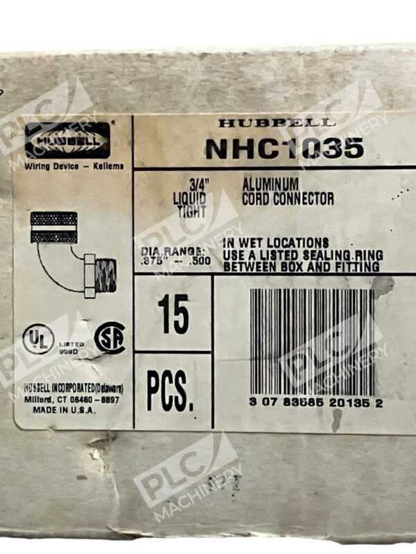 Hubbell NHC1035 3/4" Liquid Tight Aluminum Cord Connector (Box of 12)