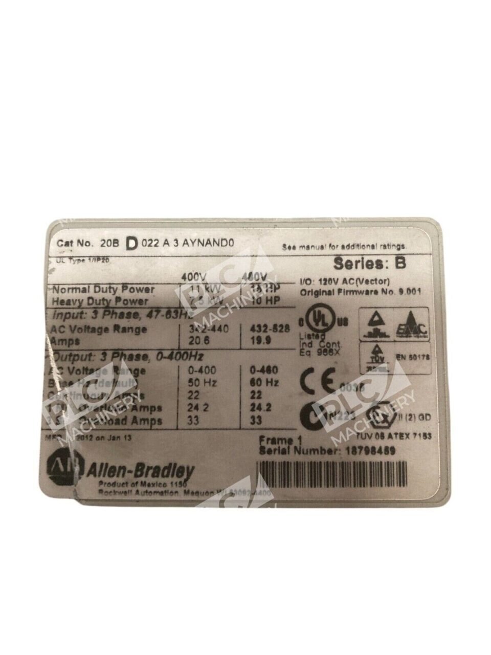 Allen Bradley 18798459 Powerflex 700 AC Drive 20BD022A4AYNAND0 /B - Image 3