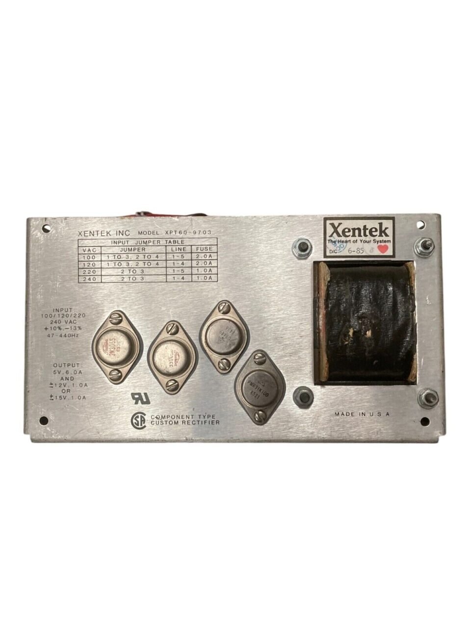 Xentek Inc 6-85DC Custom Rectifier XPT60-9703
