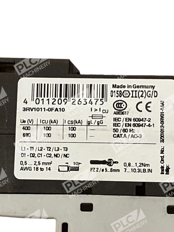 Siemens 0.5A Circuit Breaker 3RV1011-0FA10 - Image 3