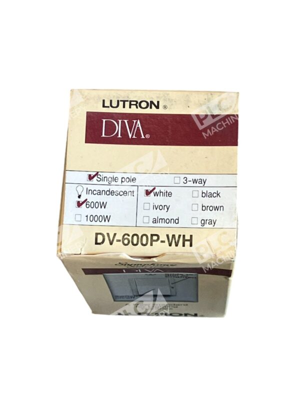 Lutron Diva Symphony Series 600W Single Pole DV-600P-WH - Image 2