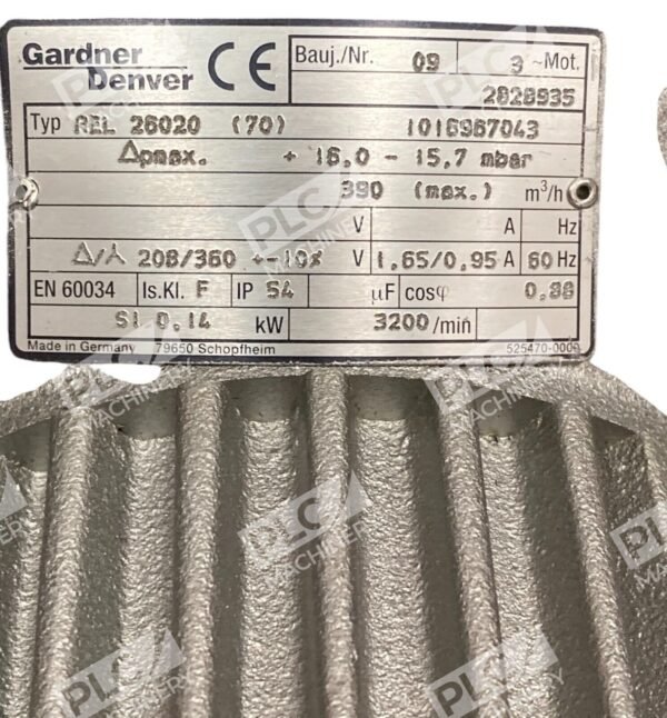 Gardner Denver 1016967043 1.65/0.95A 2828935 Vacuum Pump Blower REL 26020 (70) - Image 3