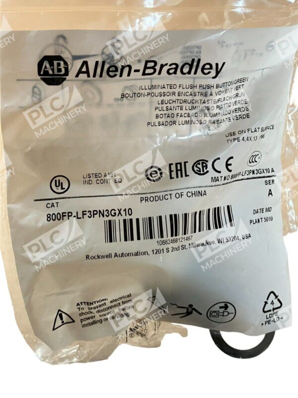 Allen Bradley 800FP-LF3PN3GX10 /A Illuminated Flush Push Button Green - Image 2