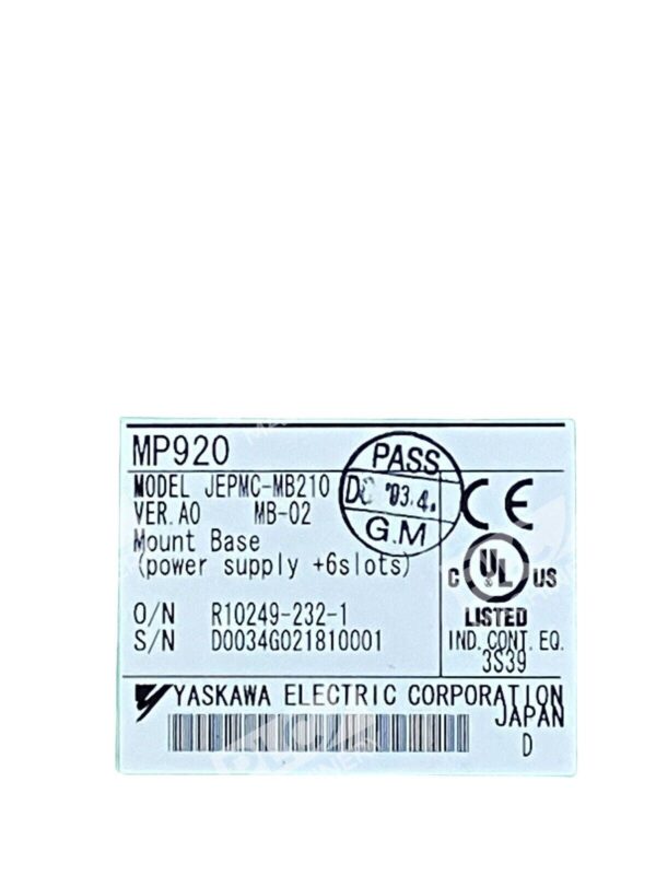 Yaskawa JEPMC-MB210 Backplane Mount Base A0 MP920 - Image 2