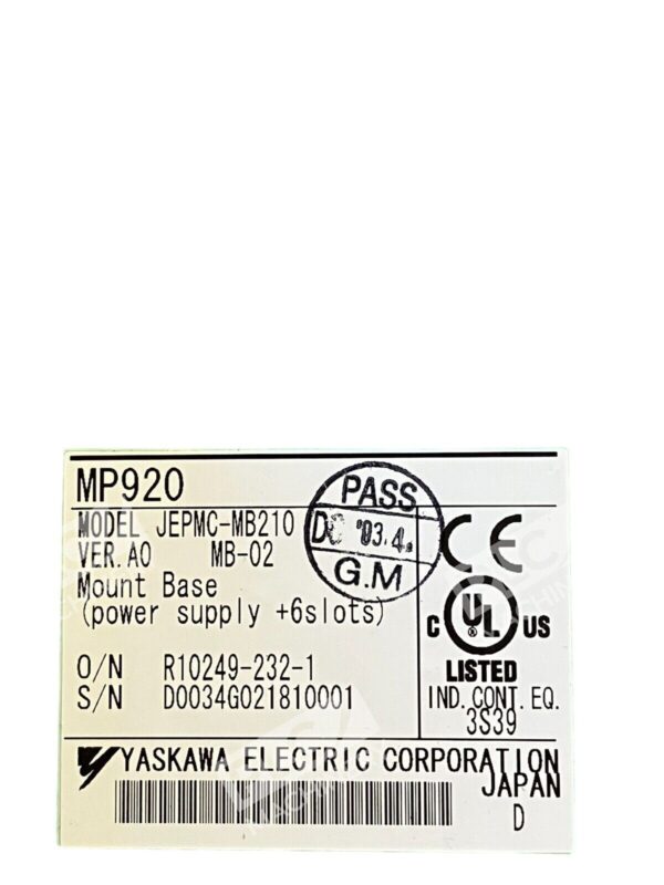 Yaskawa JEPMC-MB210 Backplane Mount Base A0 MP920 - Image 6