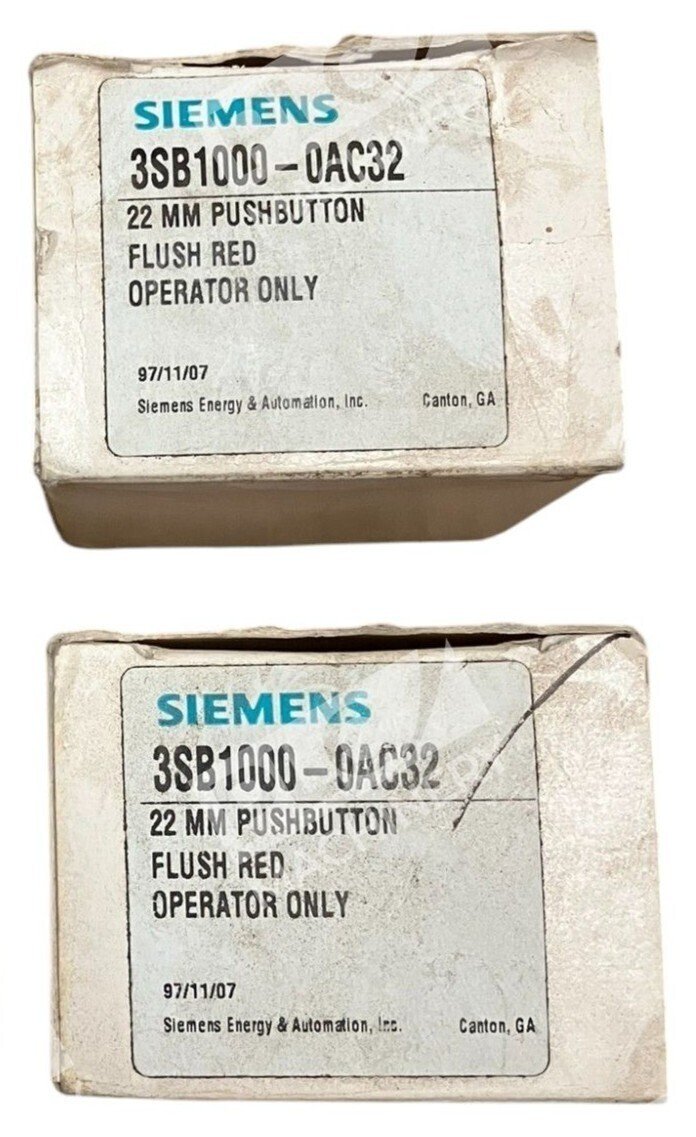 Siemens 22mm Pushbutton Flush Red Operator Only 3SB1000-0AC32 (lot of 2)