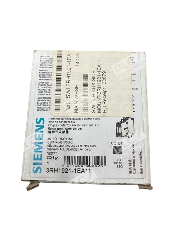Siemens Auxiliary Contact Switch Block 3RH1921-1EA11 - Image 2