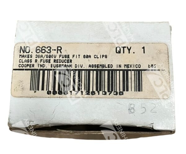 Cooper Bussmann 30A/600V Fuse Fit 60A Clips Class R Fuse Reducer 663-R