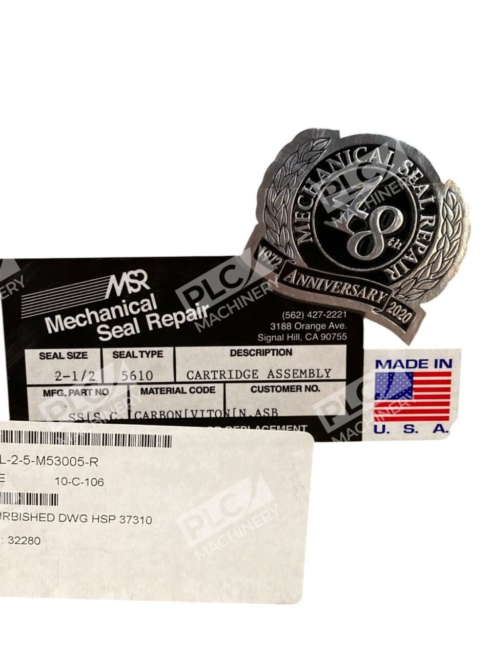 MSR Mechanical Seal Assembly 2.5-M53005-R Cartridge Assembly 2-1/2 5610 - Image 2