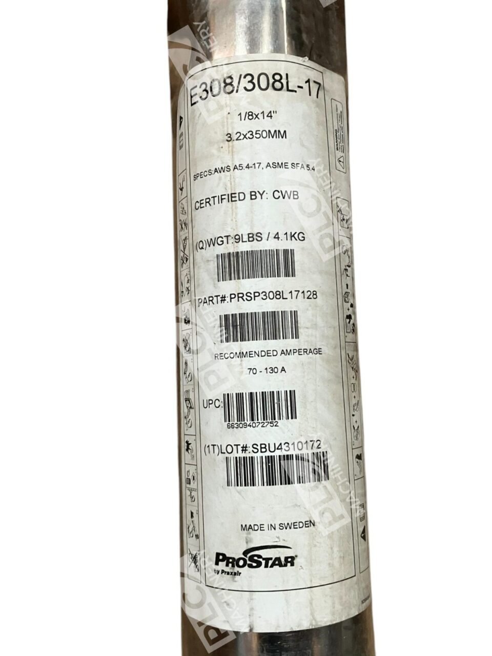 Praxair PRSP308L17128 ProStar 70-130A 9lb 1/8x14" Welding Rod E308/308L-17 - Image 2