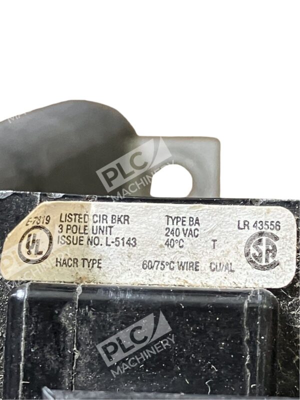 Cutler Hammer BAB3025H Type BA Circuit Breaker 3 Pole - Image 3