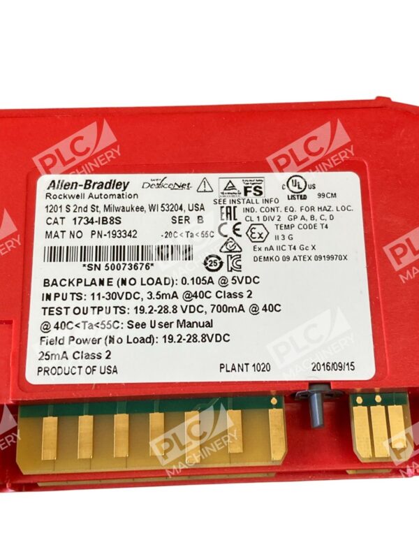 Allen Bradley AB 193342 11-30VDC 3.5mA 24VDC Safety Sink Input 1734-IB8S /B - Image 2
