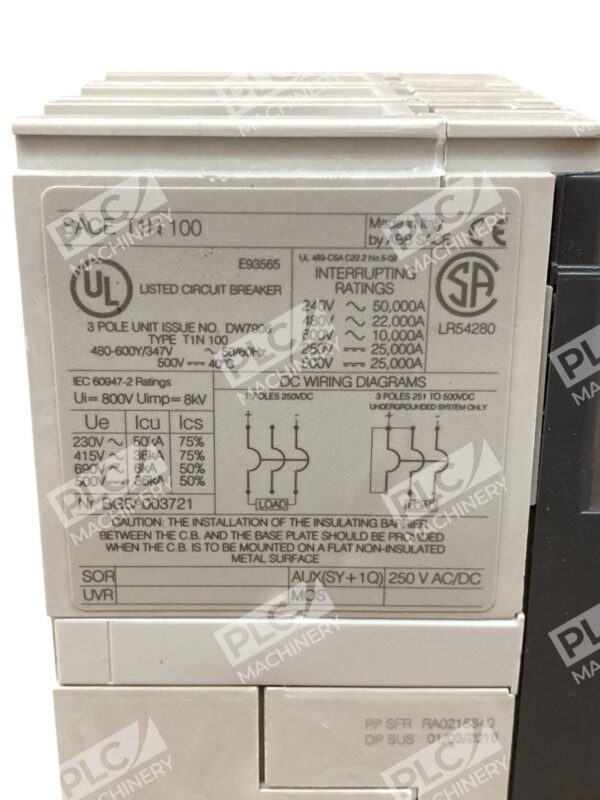ABB 3 Pole 1SDA061803R1 DW7906 Circuit Breaker SACE TMAX T1 N 100 - Image 8