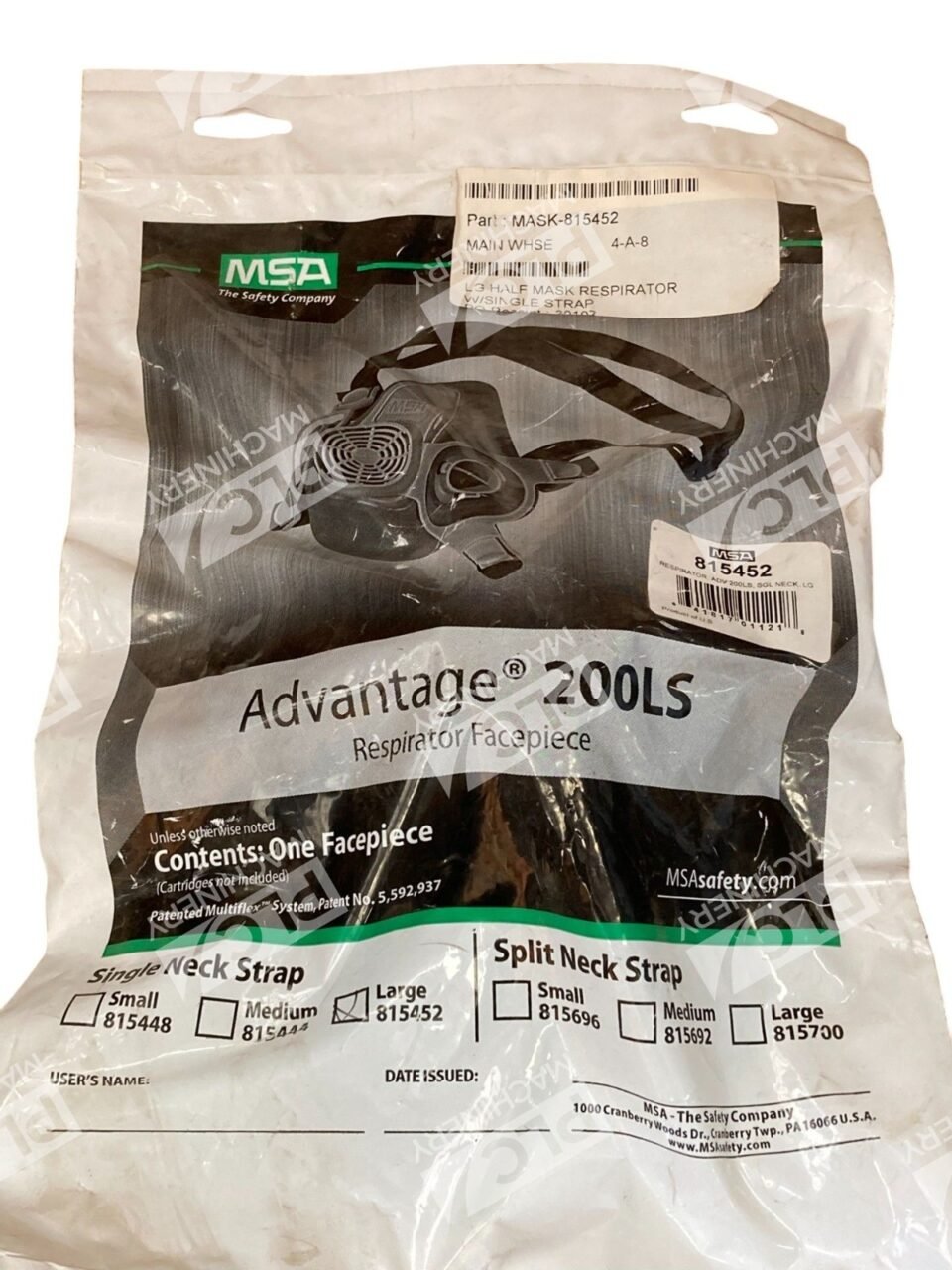 MSA Advantage 200LS Single Neck Strap Respirator Facepiece 815452