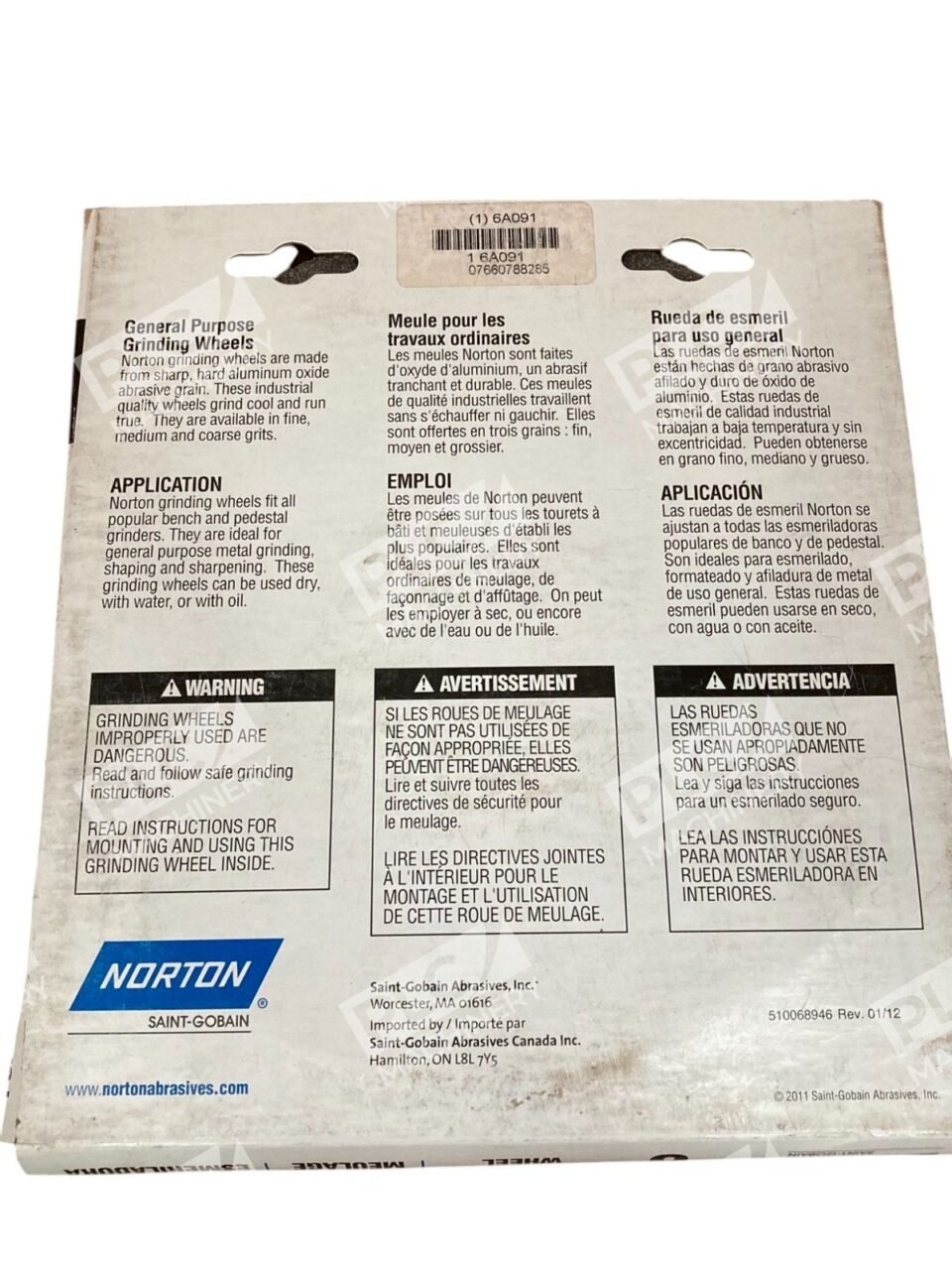 Norton Saint-Gobain 8X1X1 60 Grit Medium Gemini 8" Grinding Wheel - Image 5